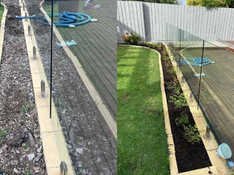 Freshly mulched garden bed with organic mulch, Melbourne landscaping