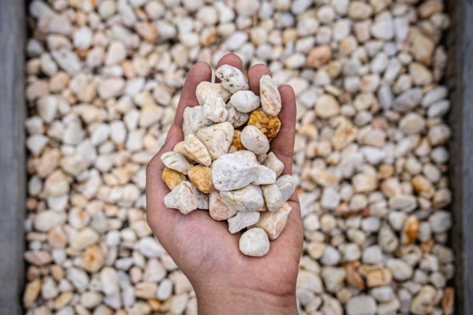 Hand displaying chelvon pebbles 