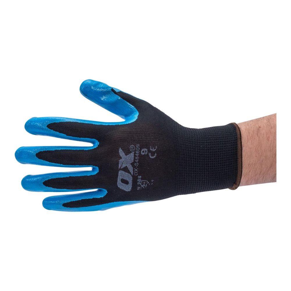 [314504] OX POLYESTER LINED NITRILE GLOVE LARGE- 5 PACK