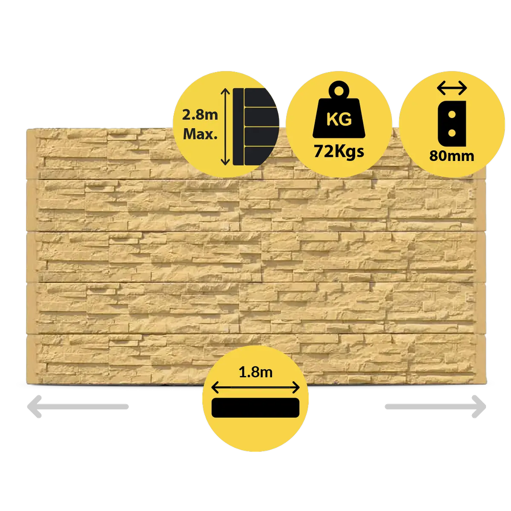 CONCRETE SLEEPER STANDARD STACKSTONE ROCKFACE SANDSTONE 1800X200X80MM