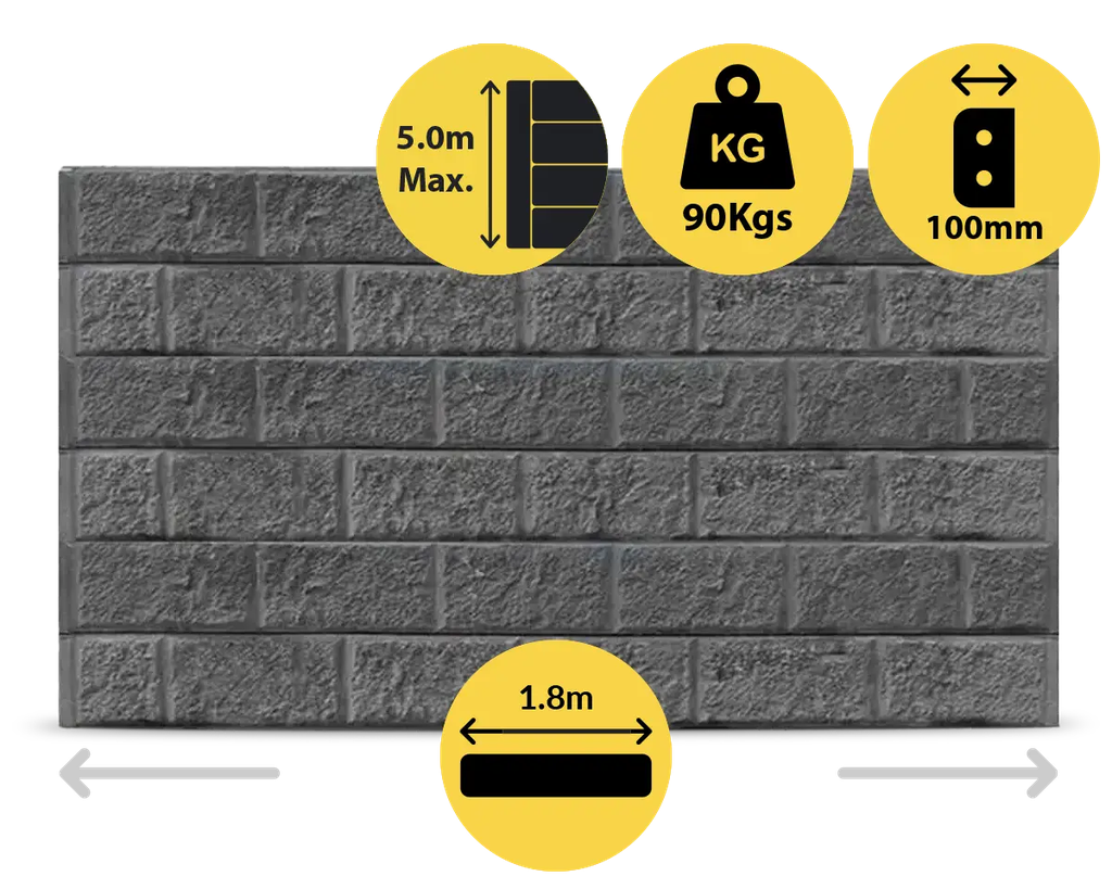 CONCRETE SLEEPER HEAVY DUTY BLOCK FACE CHARCOAL 1800X200X100MM
