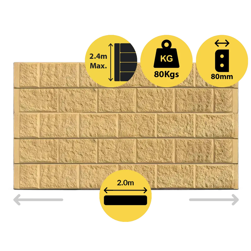 CONCRETE SLEEPER STANDARD BLOCK FACE SANDSTONE 2000X200X80MM