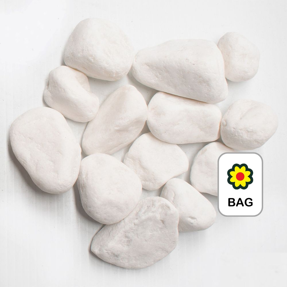 POLISHED WHITE PEBBLES 30-50MM 20KG BAG