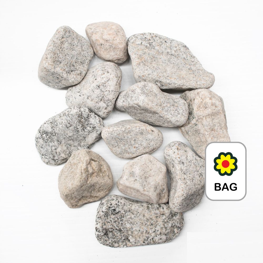 POLISHED SALT & PEPPER PEBBLES 30-50MM 20KG