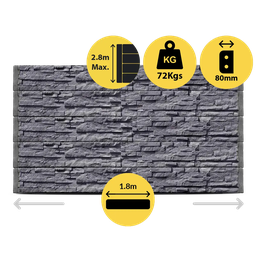 [321354] CONCRETE SLEEPER STANDARD STACKSTONE ROCKFACE CHARCOAL 1800X200X80MM